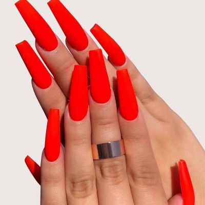 Private Label Red Acrylic Extension Long Stiletto Natural Fake Nail Tips Display Full Cover Gel French Nail Tips Press On Nails